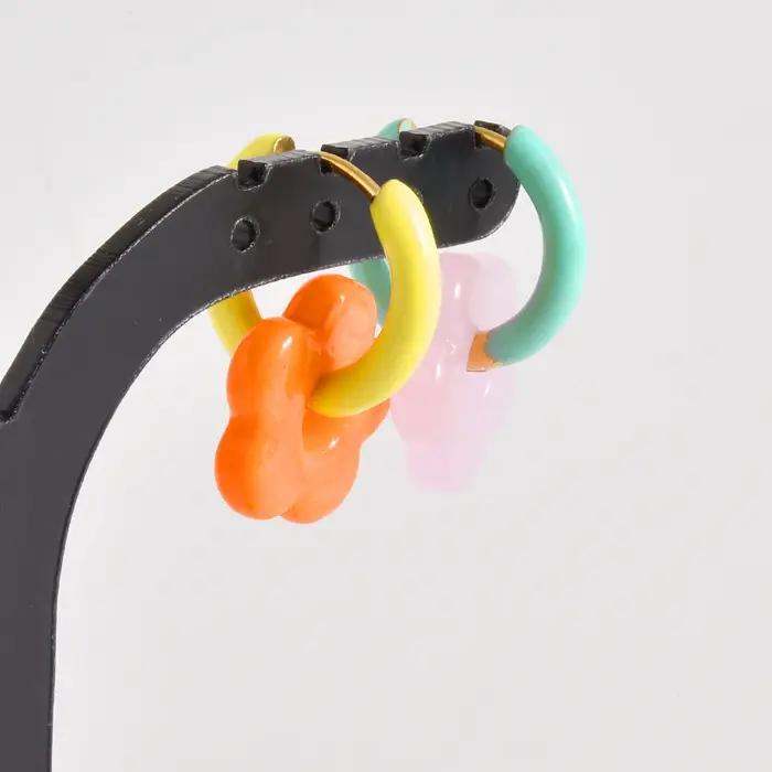 Boucles d'oreilles en émail Dopamine, 1 paire, cœur doux, fleur d'abeille mignonne Y2K pour fille, A