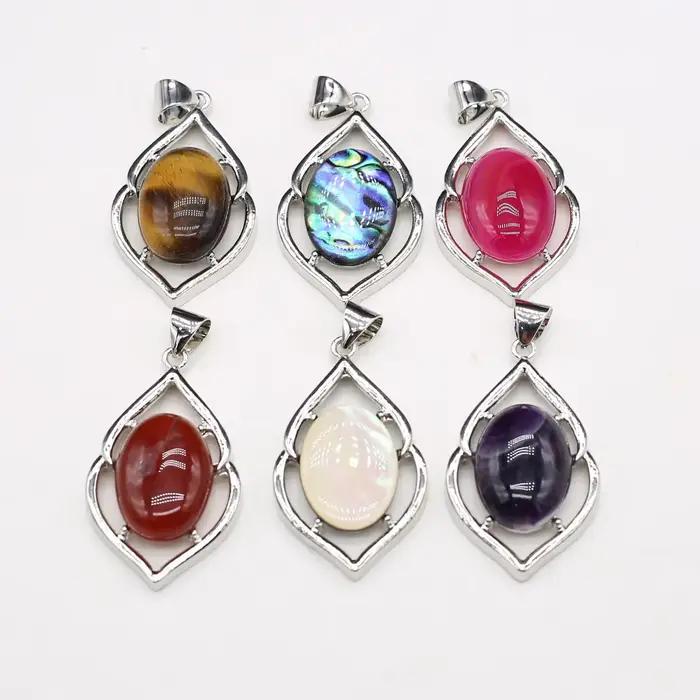 Pendentif en pierre naturelle pour femme, forme géométrique européenne et américaine, collier de bricolage, accessoires de bijoux, cadeaux exquis, nouveau