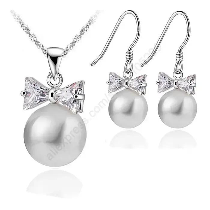 Ensemble de bijoux de mariée en argent Sterling 925