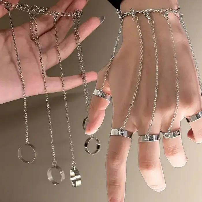Ensemble de bagues-bracelets connectées créatives style punk