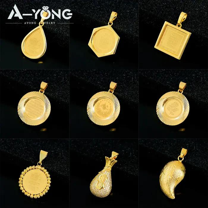 Arabe musulman mode bijoux pendentifs 21k plaqué or turc géométrique collier pendentif marocain femmes mariée mariage