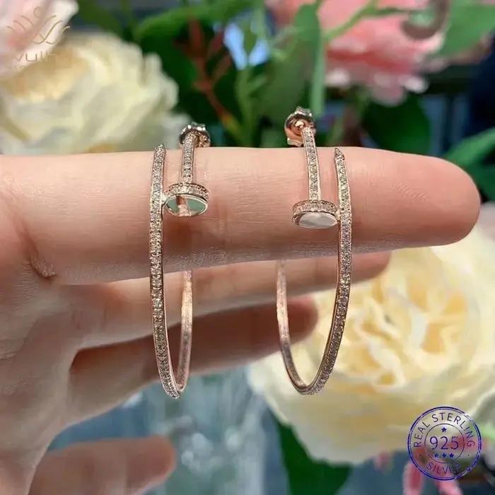 Boucles d'oreilles Moissanite plaquées or blanc 18 carats pour femmes