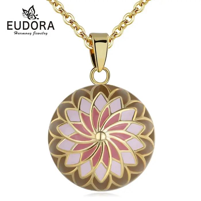 Collier boule d'harmonie rose Orange pendentif