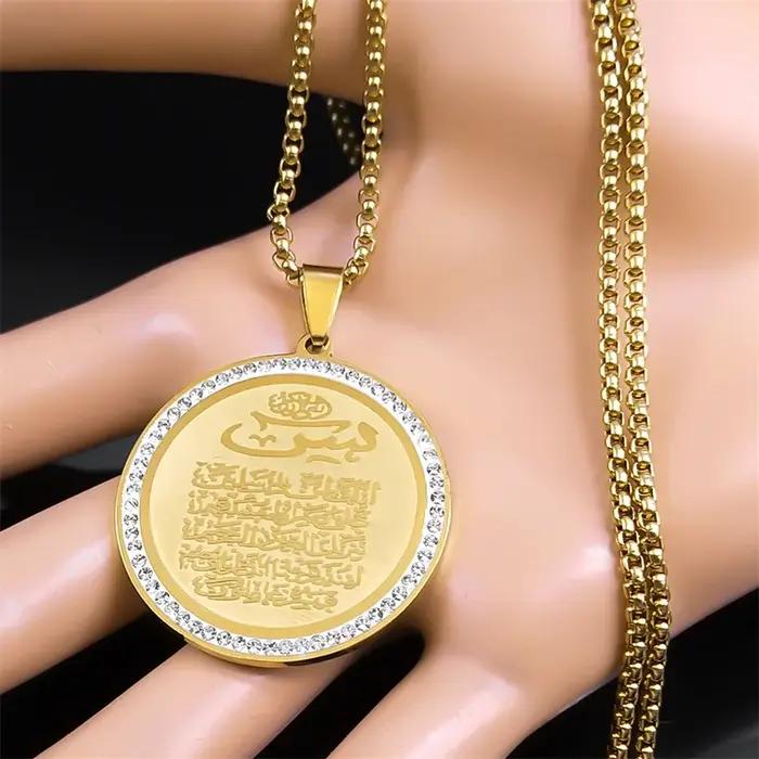 Collier de Médailles de Projecan Arabe en Acier Inoxydable pour Homme et Femme