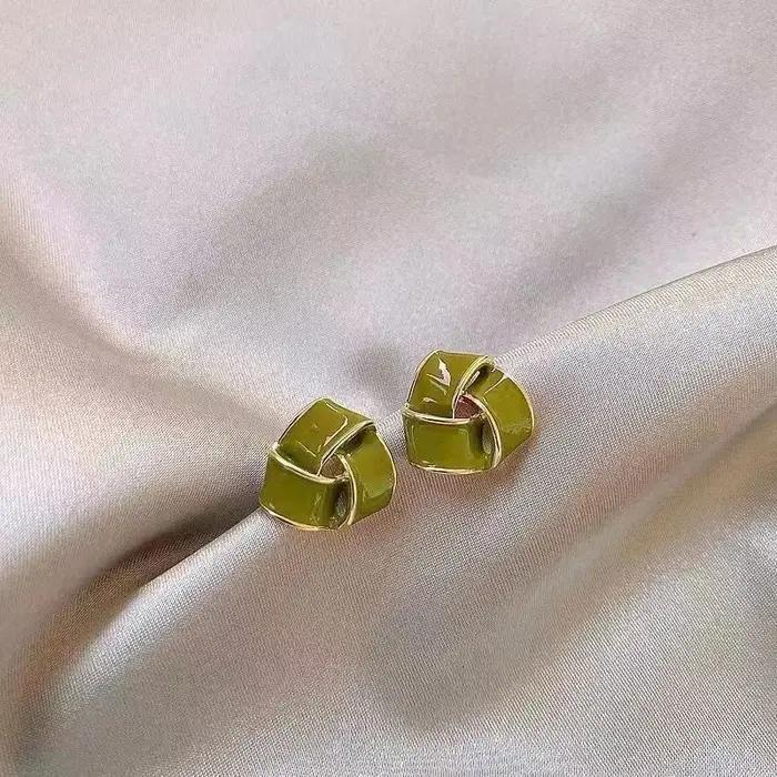 Boucles d'Oreilles Géométriques Vertes pour Femmes