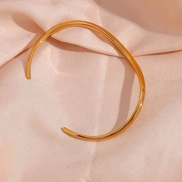 E.B.belle élégant irrégulier en forme de vague courbe ouverture bracelets en acier inoxydable pour femmes