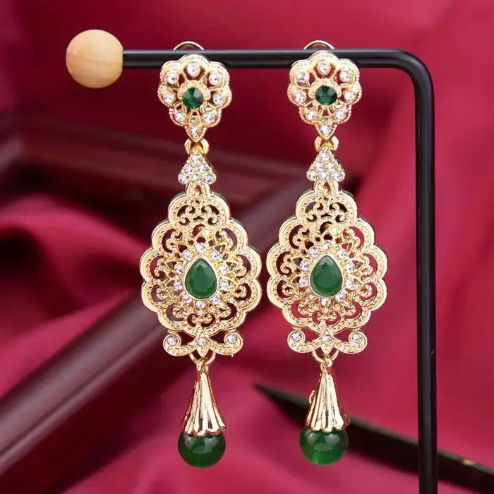 Sunspicems Chic marocain boucle d'oreille pour les femmes algérie boule de cristal longue