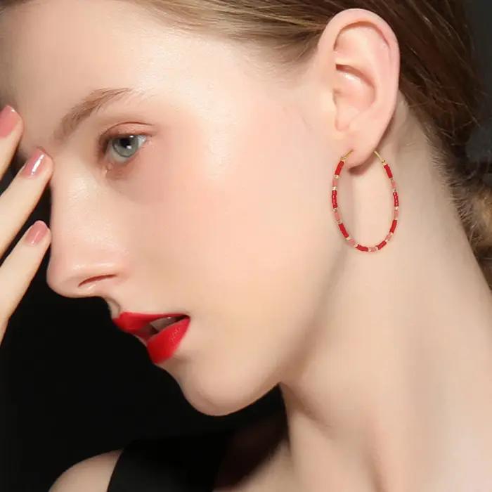 Boucles d'oreilles perlées bohèmes en verre pour femmes, cadeau pour occasions spéciales, bijoux arc-en-ciel atai yuki delica