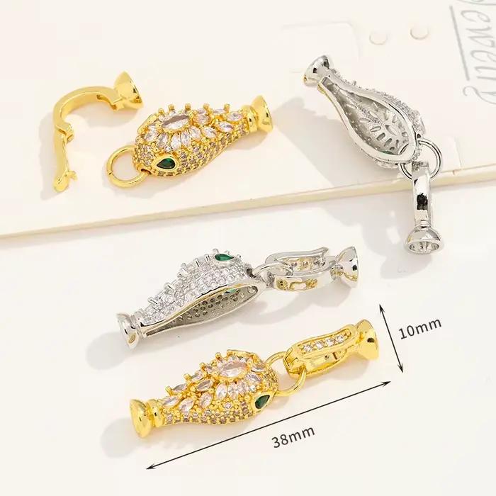 Connecteurs décoratifs carrés flottants plaqués or 18 carats avec pavé de zircons cubiques Juya pour la fabrication de bijoux de luxe DIY, perles et broderies