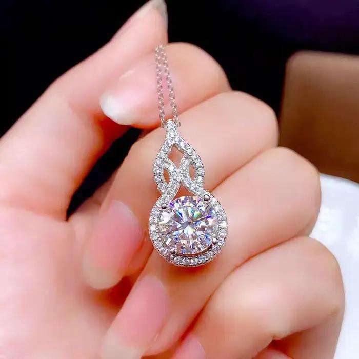 Collier en argent sterling 925 serti de Moissonite D color VVS1 pour femmes romantique et élégant pour mariage et occasions spéciales