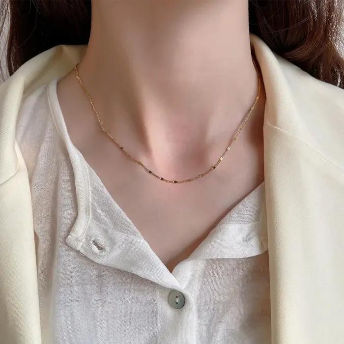 Collier scintillant en argent pur S925 pour femmes