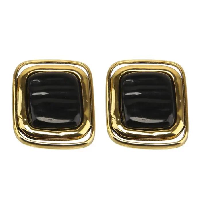 Boucles d'oreilles rétro surdimensionnées noires