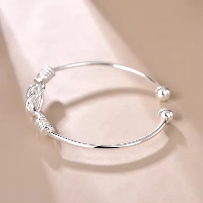 Bracelet à nœuds géométriques en argent Sterling 925 pour Femme et Homme