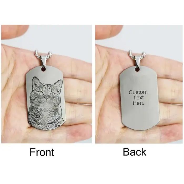 Collier Photo personnalisé avec Photo gravée au Laser, pendentif avec texte, bijoux en acier inoxyda