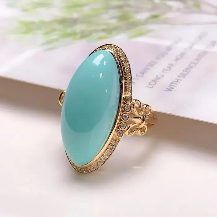 Bague rétro en argent 925 incrustée de pierres turquoises pour femmes, bijou classique et élégant pour occasions spéciales