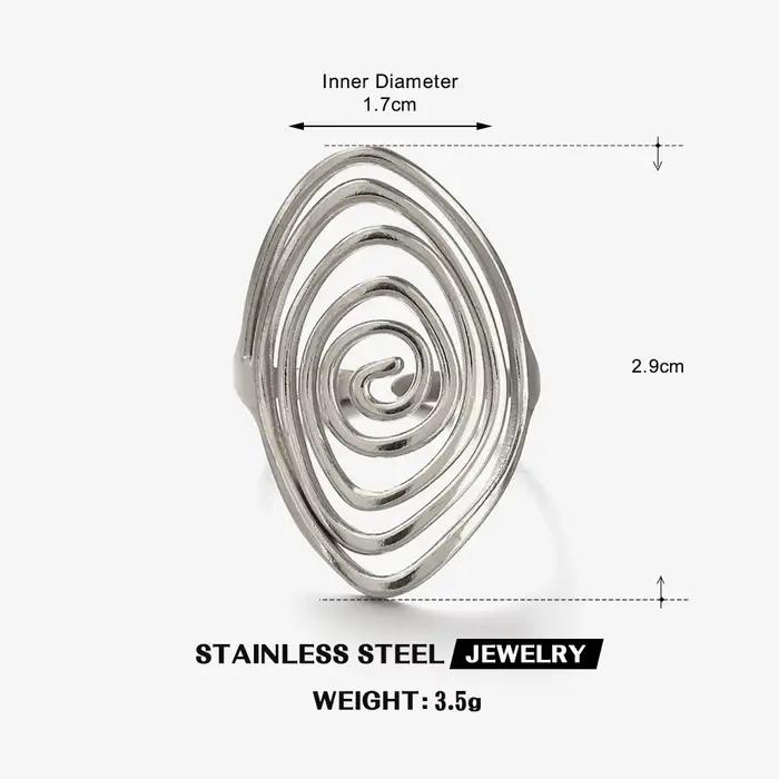 LATS – bague spirale créative en acier inoxydable pour femmes et hommes, anneaux tourbillon torsadés