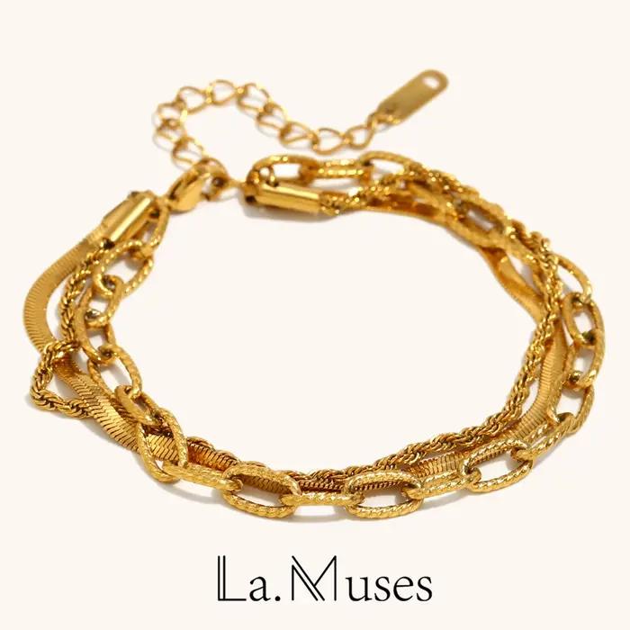 La.Muses – Bracelet chaîne combinée à 3 couches