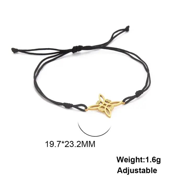 LIKGREAT Bracelet noeud de sorcière irlandaise pour femmes hommes noeud celtique corde tissée bijoux acier inoxydable amulette Talisman cadeau d'anniversaire