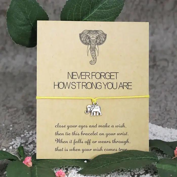 Bracelet de souhait d'éléphant vintage pour hommes et femmes