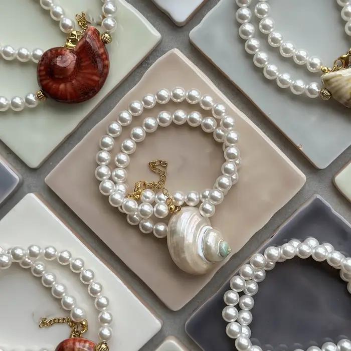 Collier pendentif en coquillage Simple et naturel pour femmes