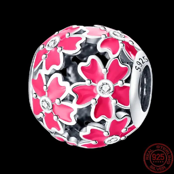 Bracelet original 925 en argent sterling avec perles de tulipe et breloque chat pour femmes occasions spéciales