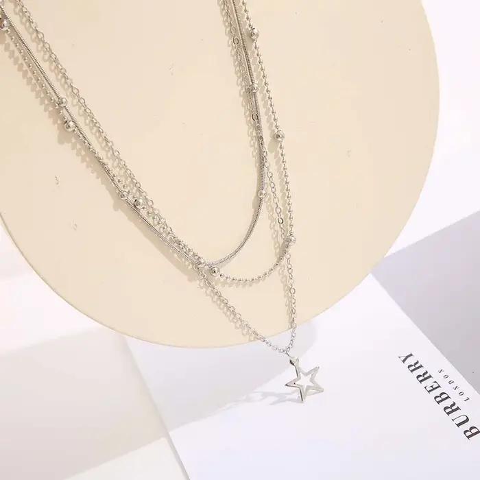 Collier européen et américain tempérament Simple belle atmosphère étoile lune populaire dame