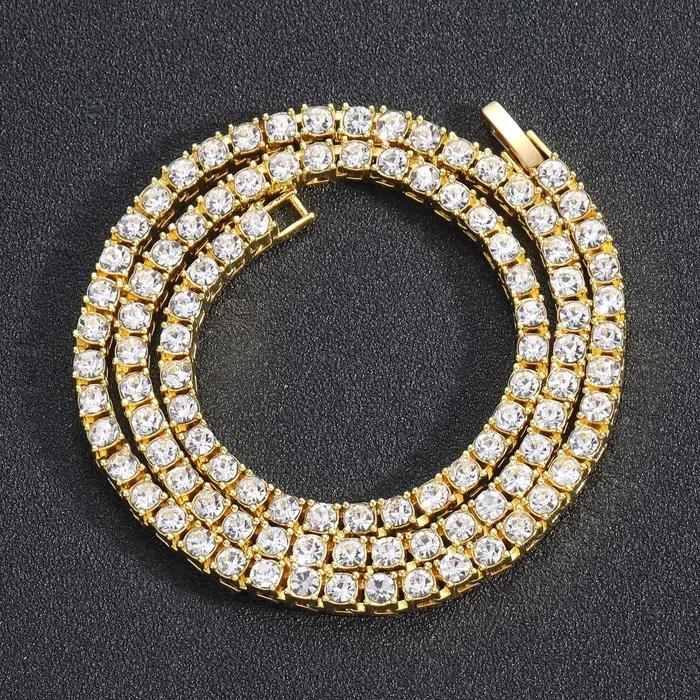 Hip Hop 5MM chaîne de Tennis glacé Bracelet collier hommes mode couleur argent Tennis bijoux chaînes femmes 20 pouces tour de cou Punk cadeau