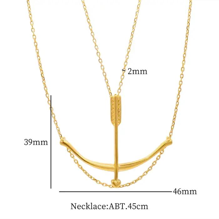 JINHUI Archer collier pour femmes en acier inoxydable métal 18 K couleur or arc et flèche pendentif