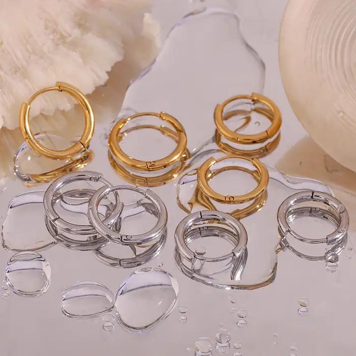 E.B.belle 10mm 12mm 14mm 16mm bases petit cerceau boucle d'oreille Huggies boucles d'oreilles pour fille femmes plaqué