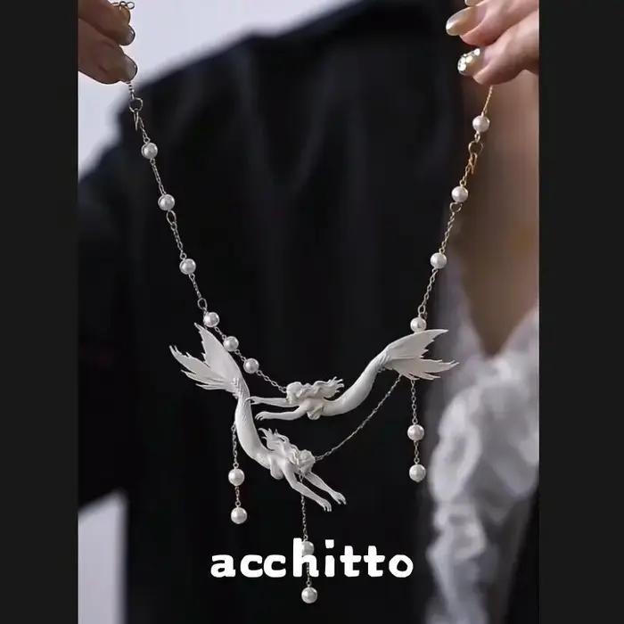 Collier double sirène, perles baroques naturelles