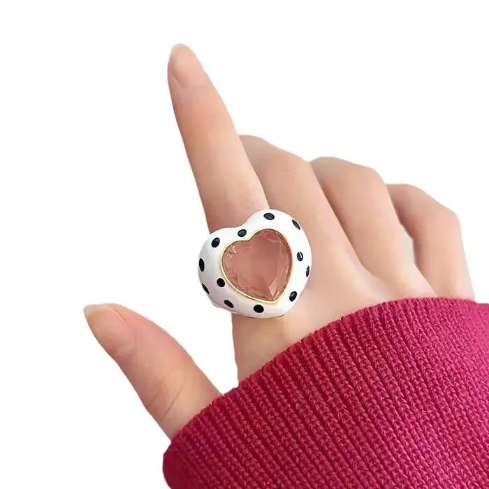 Bague en cristal incrustée de vaches pour femmes, mode coréenne