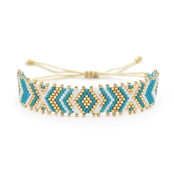 Bracelet de perles de riz tricot à la main vague graphique mode perlée géométrie Simple bohême femme mâle