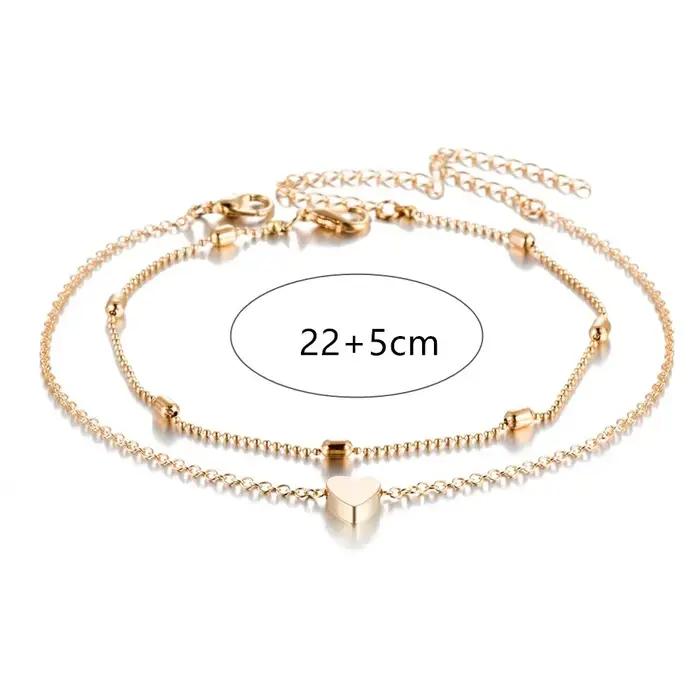 Bracelet de cheville en forme de cœur élégant pour femmes, bijou de cheville en métal or rouge à porter pour diverses occasions spéciales