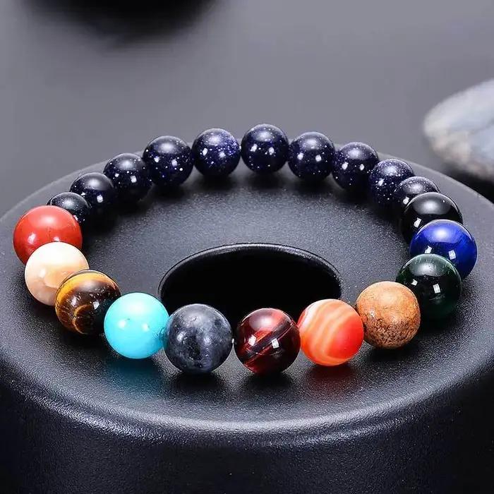 Bracelet système solaire huit planètes bijou cosmique fait à la main pour couple amis bijoux tendance cadeau holographique