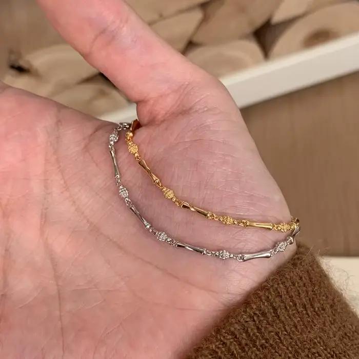 Argent 925 mode Simple brillant bambou Bracelets pour femme léger luxe Style charme chaîne