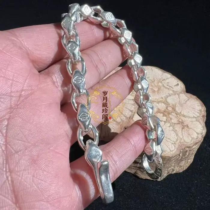 Bracelet Artisanal en Argent Tibétain S925 Style Vintage Chinois 2026 Unique et Original Bijou Ethnique pour Occasions Spéciales Unisexe