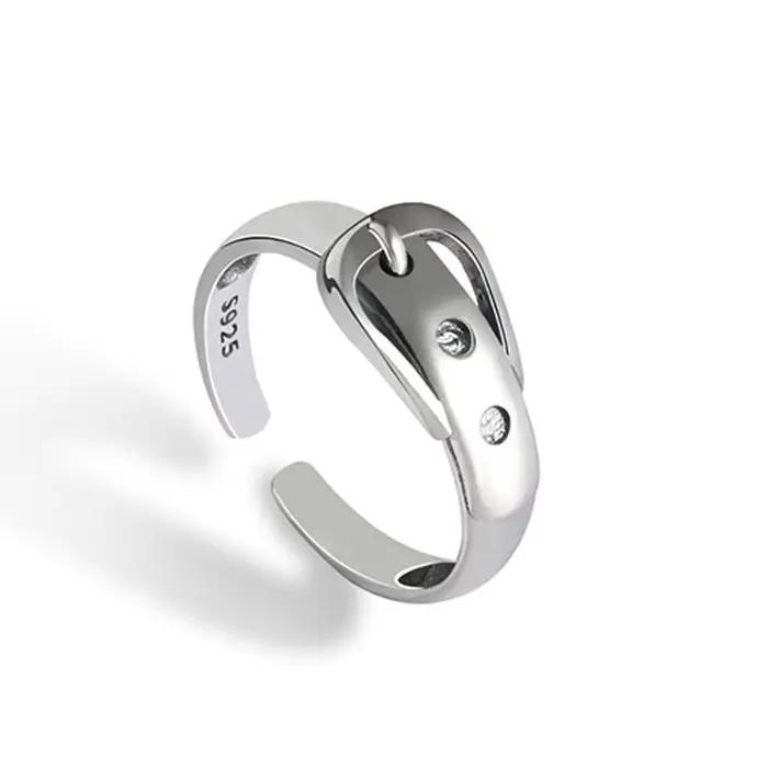 Nouveauté ceinture en argent sterling 925 Bagues réglables pour femmes, bijoux de luxe de mariage Vintage, vente en gros