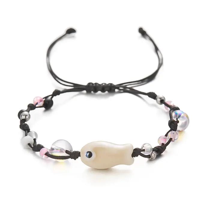 Bracelet de perles de poisson en céramique coloré pour femmes