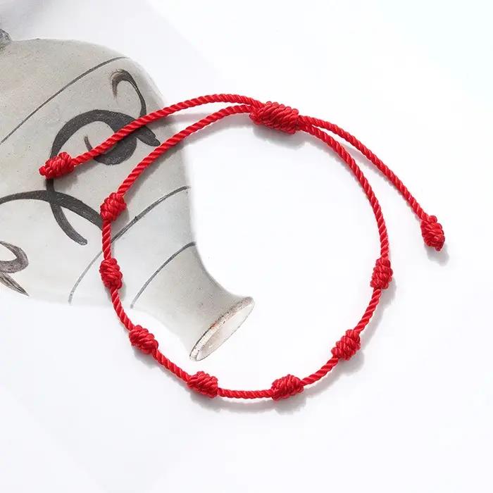 1/24 pièces 7 noeuds rouge chaîne Bracelets pour femme hommes chanceux amulette amitié à la main tresse corde Bracelet