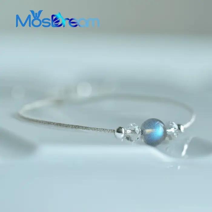 Bracelet Coeur pour Toutes les Femmes Labradorite Naturelle Élégant et Délicat Bracelet à Brins pour Femmes Occasions Spéciales Porte-Bonheur Romantique