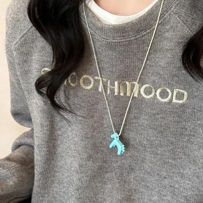 Collier Long avec pendentif cheval coloré pour femmes