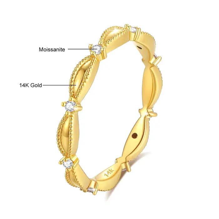 Bagues en or 18 carats AU750 entièrement serties de moissanite pour femmes, cadeau classique pour ma