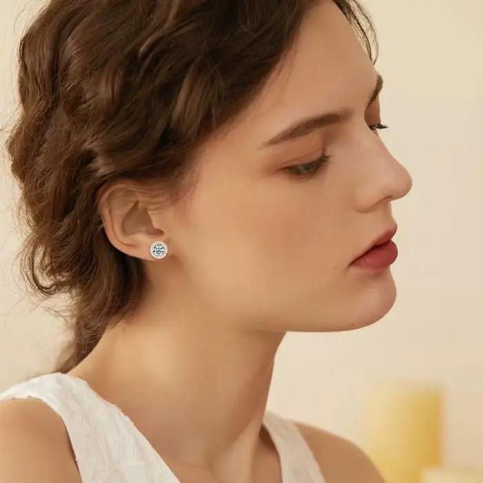 Lnngy scintillant 5MM 6.5MM 8MM certifié Moissanite boucles d'oreilles 925 en argent Sterling rond boucle d'oreille 2025 nouvelles femmes bijoux cadeau