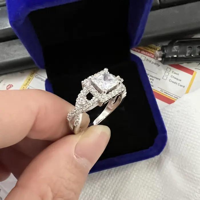 Bague de promesse simple en zircon AAAAA, alliances pour femmes, bijoux de fiançailles et de mariage