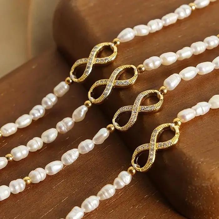 Magnifique bracelet jonc pour femme plaqué or n° 8 bijoux de luxe en cuivre pour mariage et banquet