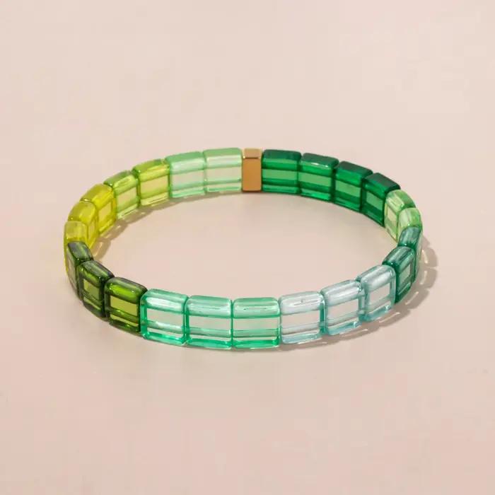 Bracelets artificiel astiques en Perles Carrées de 8mm pour Femme, Bijoux Extensibles, Style Boho, Transparents et Colorés, Nouveau Design 2023