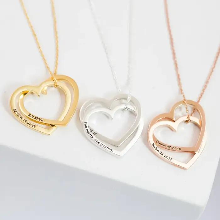 Collier personnalisé avec nom en forme de cœur, pendentif personnalisé en forme de cœur, breloque mu