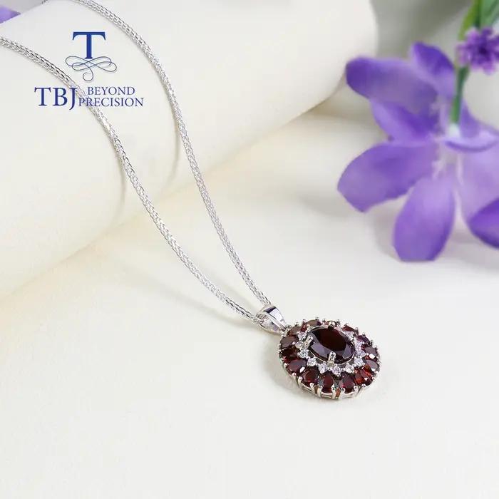 Collier pendentif en grenat naturel forme ronde certifié bijoux femme occasions spéciales cadeau d'anniv elegance quotidienne