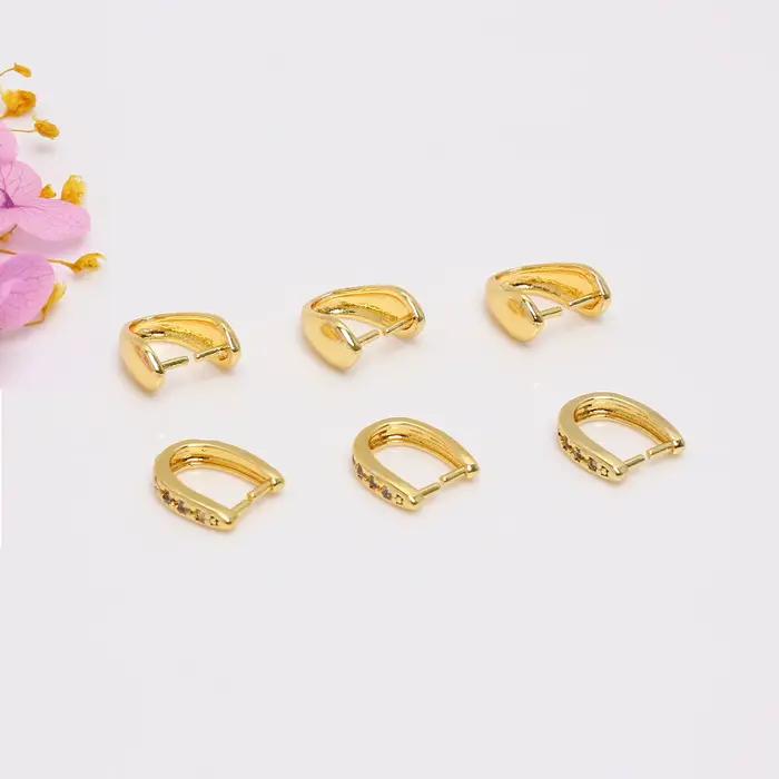 5Pcs Plaqué Or Laiton Pave Zircon Pinch Cimp Bail Pendentif Clasp