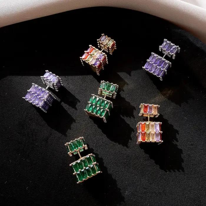 Boucles d'oreilles françaises rétro en Zircon tridimensionnel pour femmes